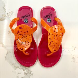 Viva Lola Jelly Rubber Skull Flip Flop Sandals Women’s Sz 38